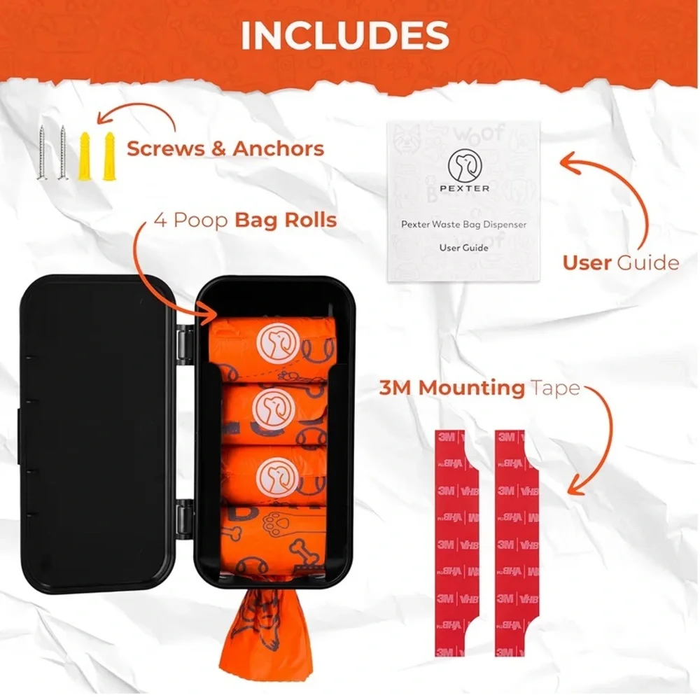 Black Dog Waste Bag Dispenser with Orange Bags